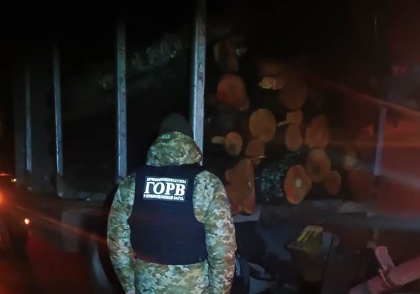 На Житомирщині у прикордонному районі зупинили вантажівку з причепом завантажену деревиною без відповідних документів