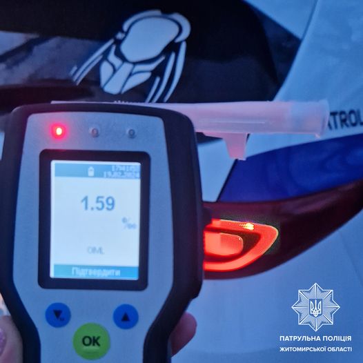 У Житомирі вдруге за рік патрульні зупинили водія мотоцикла, який перебував у стані сп'яніння