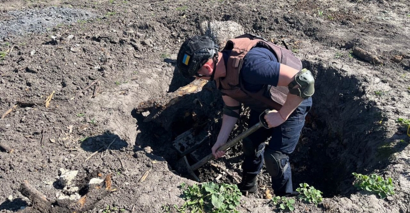 У Радомишлі на подвір'ї знайшли 6 артилерійських снарядів (ВІДЕО)