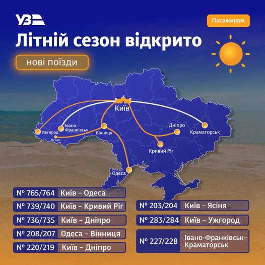 На літній період Житомир отримає пряме залізничне сполучення з Черкасами та Одесою