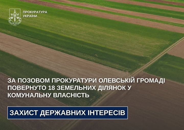 Олевській громаді повернуто 18 земельних ділянок у комунальну власність