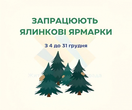У Житомирі з 4 по 31 грудня працюватимуть ялинкові ярмарки
