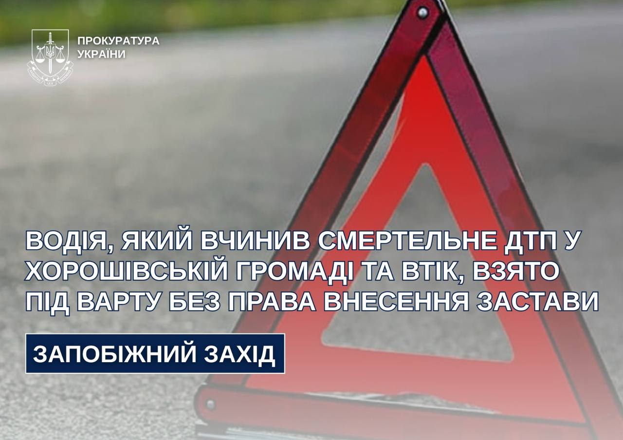 Водія, який вчинив смертельне ДТП у Хорошівській громаді та втік, взято під варту без права внесення застави