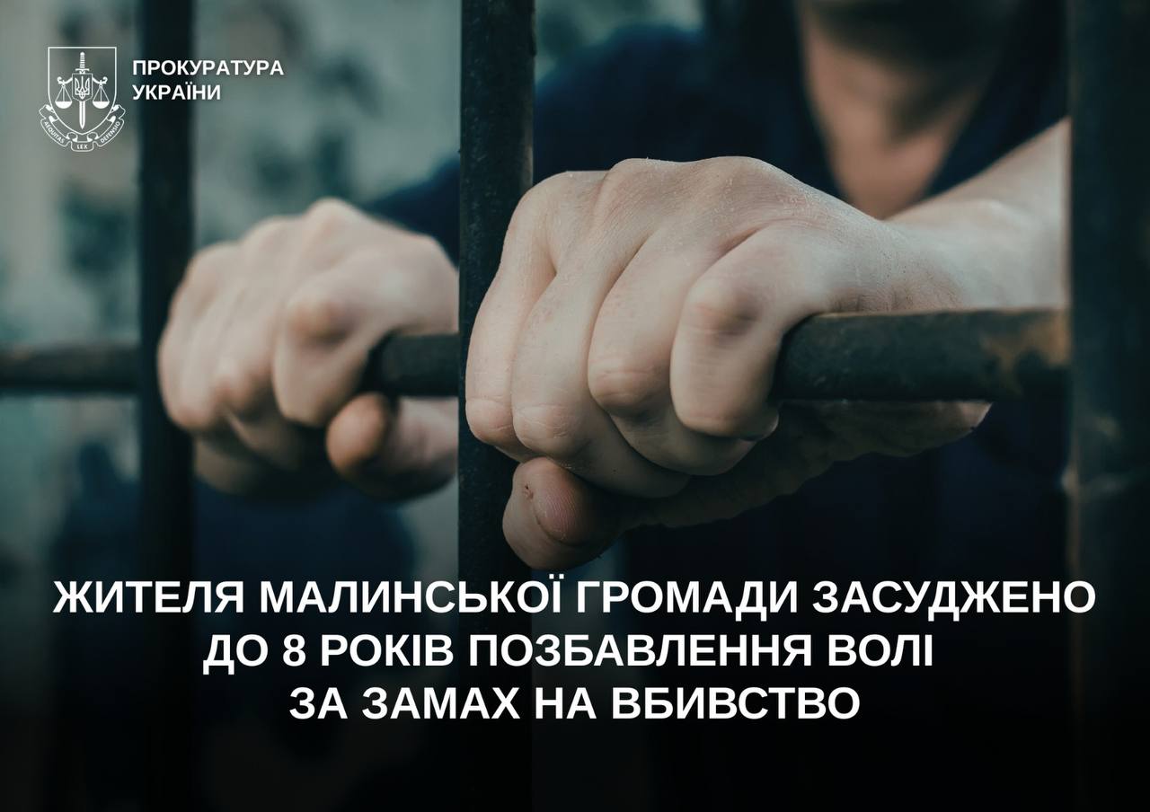 Жителя Малинської громади засуджено до 8 років позбавлення волі за замах на вбивство