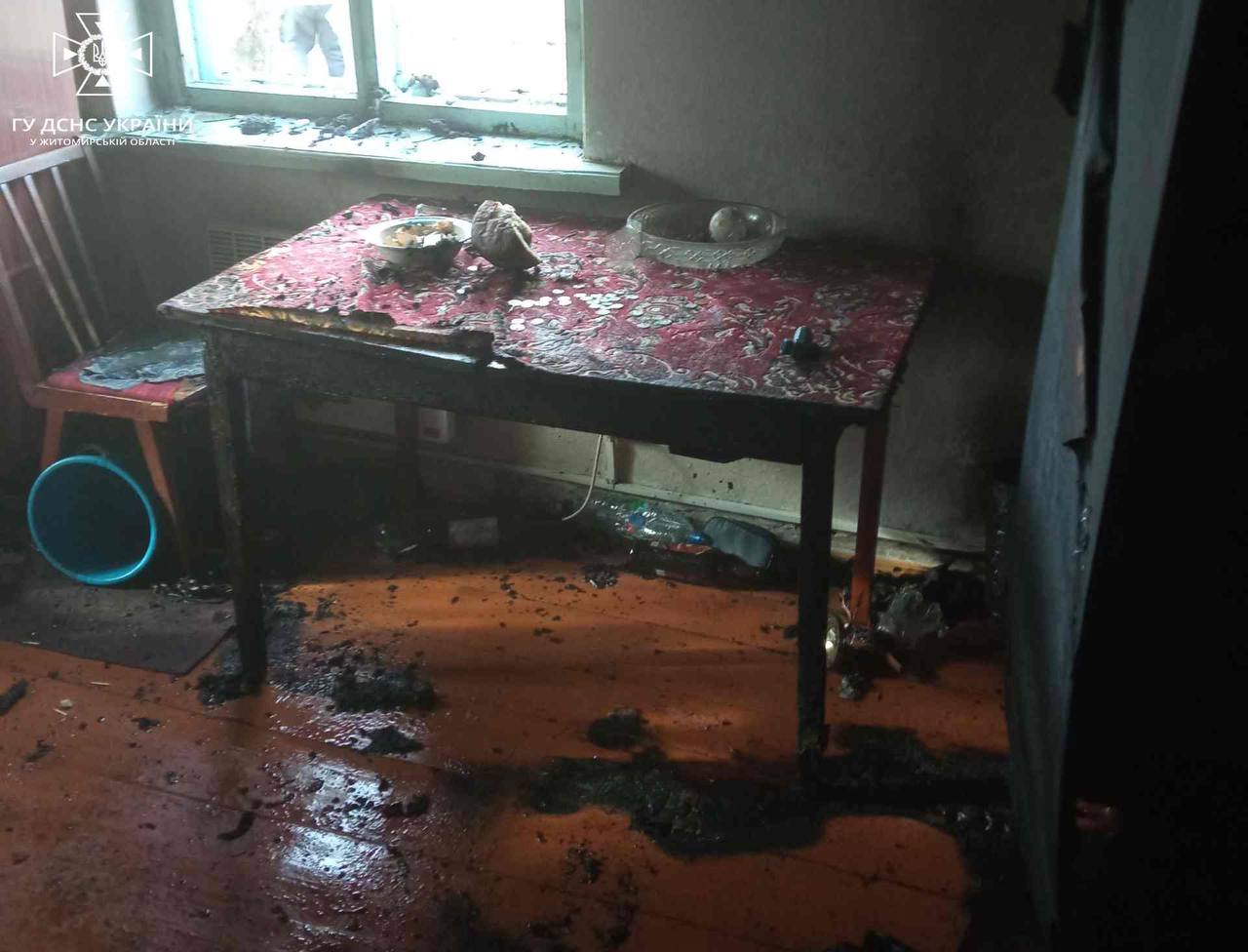 У Хорошеві під час пожежі опіки тіла отримав господар будинку, загорання сталося, ймовірно, через недопалок
