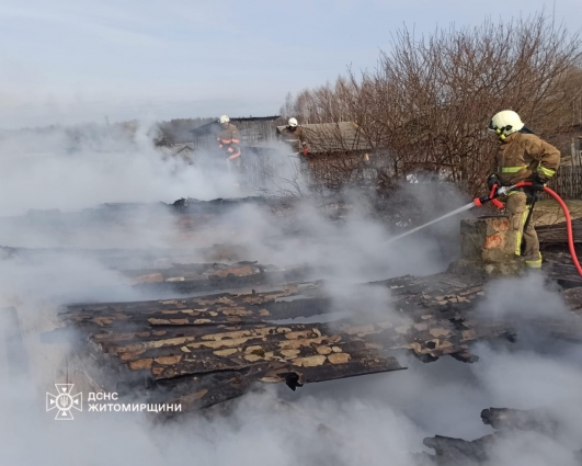 У Звягельському районі ліквідували пожежу господарчої споруди на сімох власників