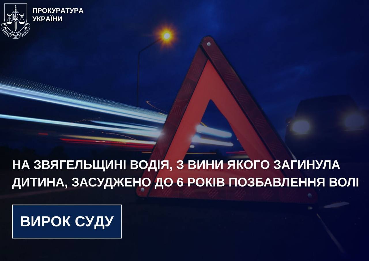 На Звягельщині водія, з вини якого загинула дитина, засуджено до 6 років позбавлення волі
