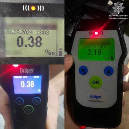 У Житомирі за тиждень зафіксували 16 випадків керування транспортом у стані сп'яніння