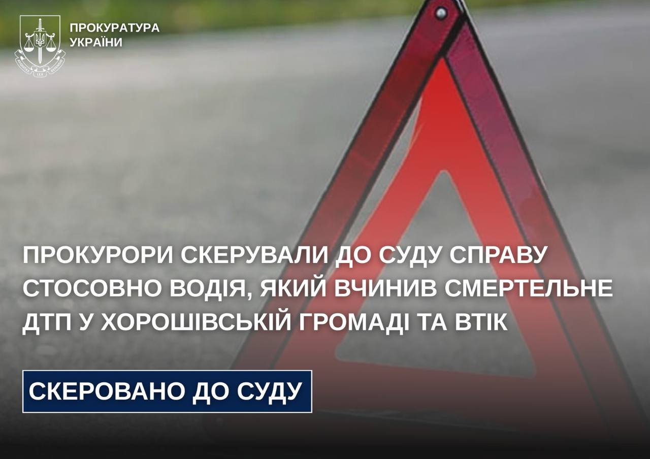 До суду справу стосовно водія, який вчинив смертельне ДТП у Хорошівській громаді та втік