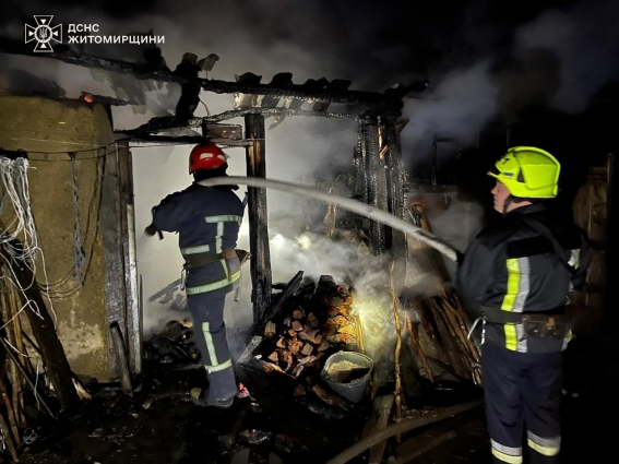 У Бердичівському районі сталася пожежа в господарській будівлі, загинули свійські тварини