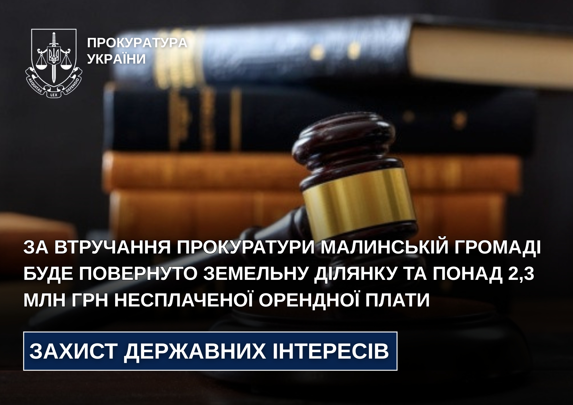 Малинській громаді повернуть земельну ділянку та понад 2,3 млн грн несплаченої орендної плати